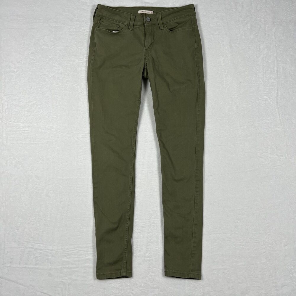Levi's 535 Super Skinny Jeans Womens Size 28 Olive Green Stretch Denim Pants
